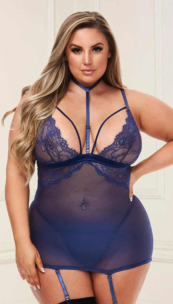 Sexy Lace & Mesh Mini Dress & G-String Set - Image 7