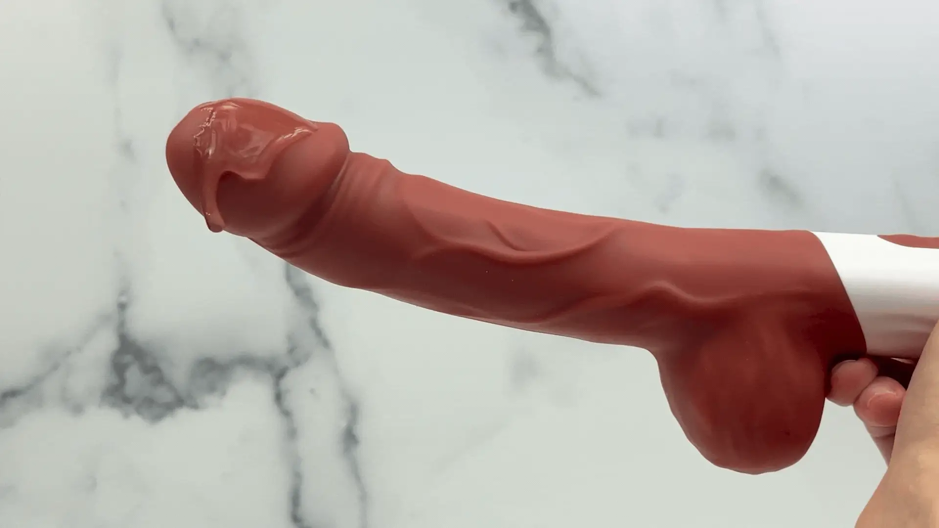 Cocoa Bliss - Curved Silicone Thrusting & Vibrating Dildo - Image 8