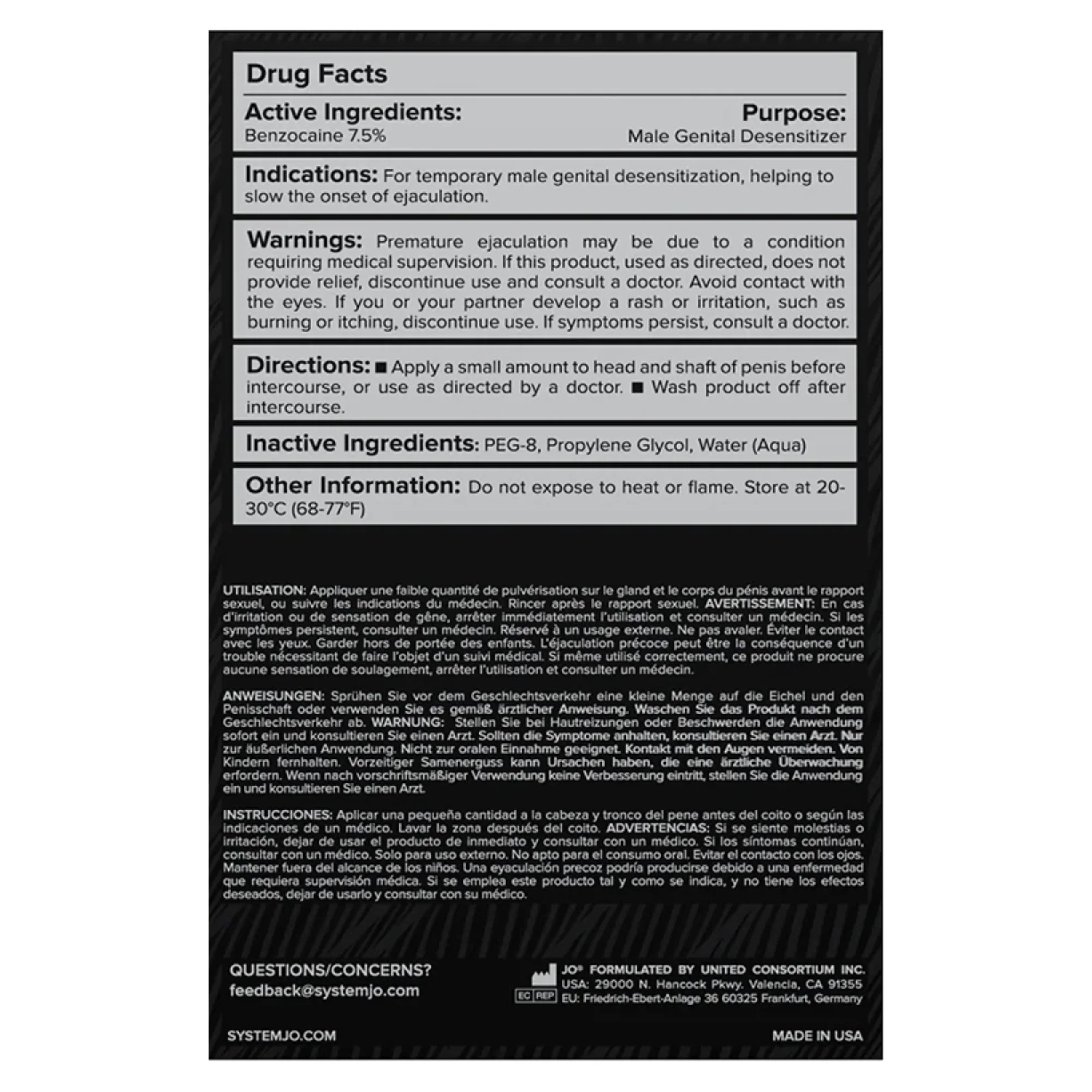 JO Prolonger Desensitizing Spray with Benzocaine 2oz - Image 2