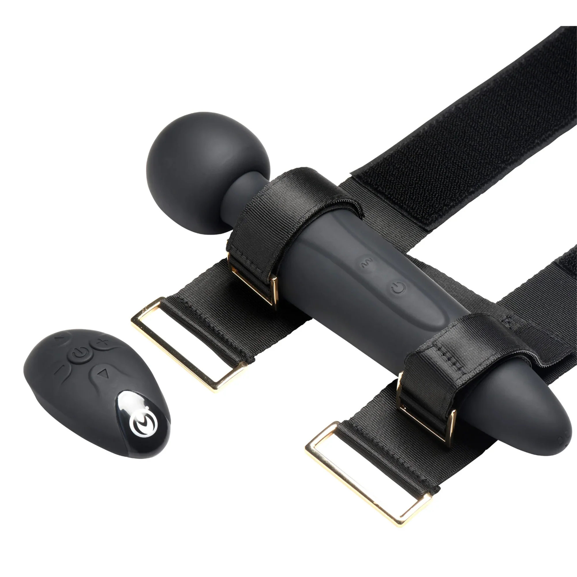 Master Series Thunderstick Thigh Strap Rechargeable Vibrating Wand with Harness - Image 6