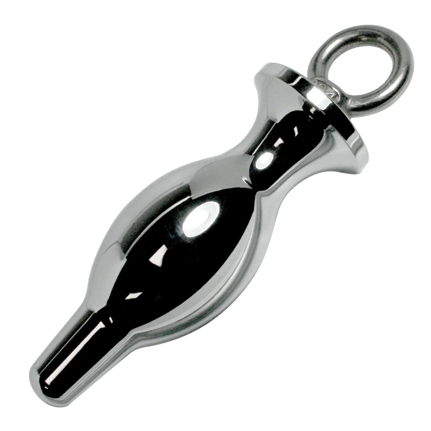 Metal Bulbed Anal Plug With Pull Ring - Image 3