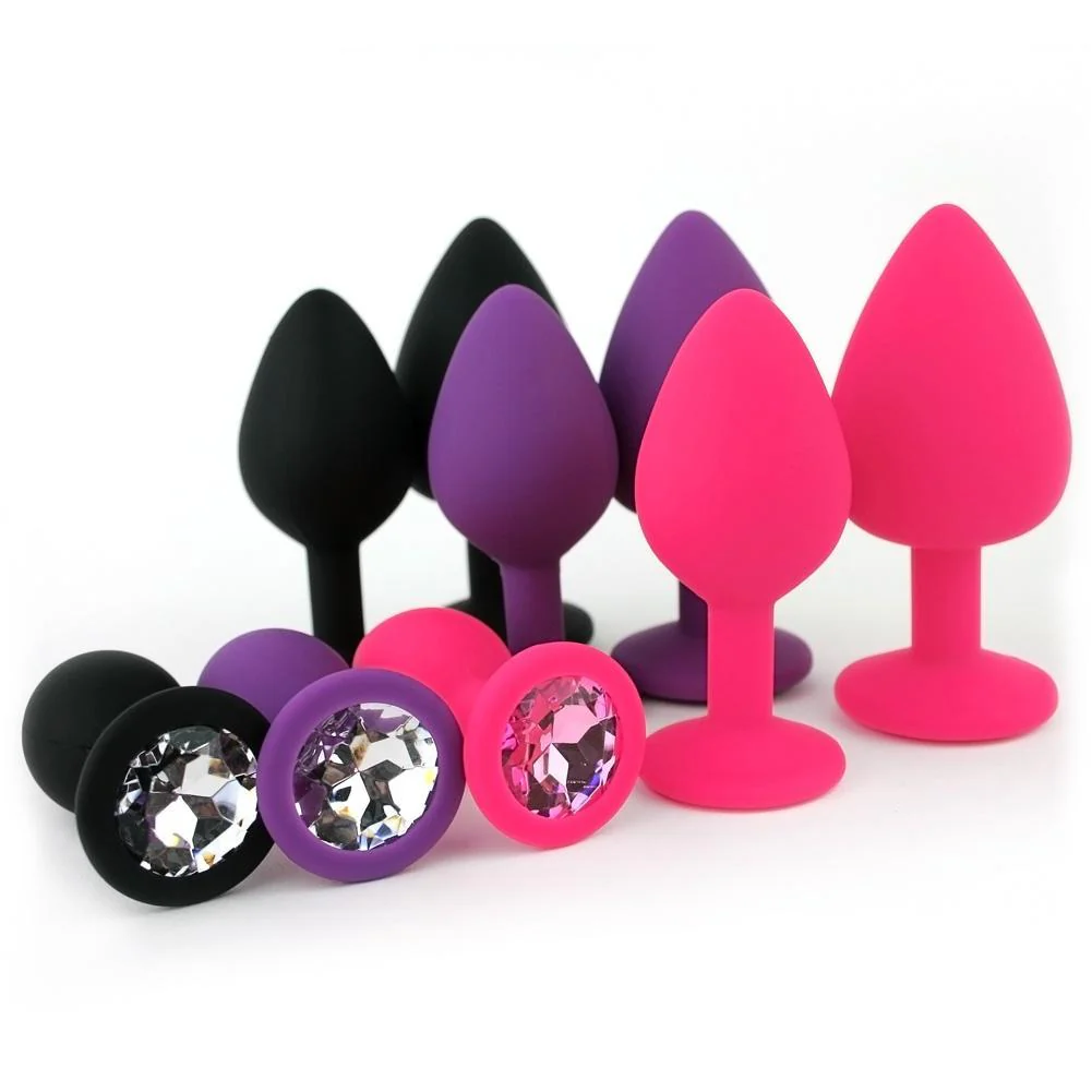 Red Silicone Jeweled Anal Plug - Available In 3 Sizes! - Image 4