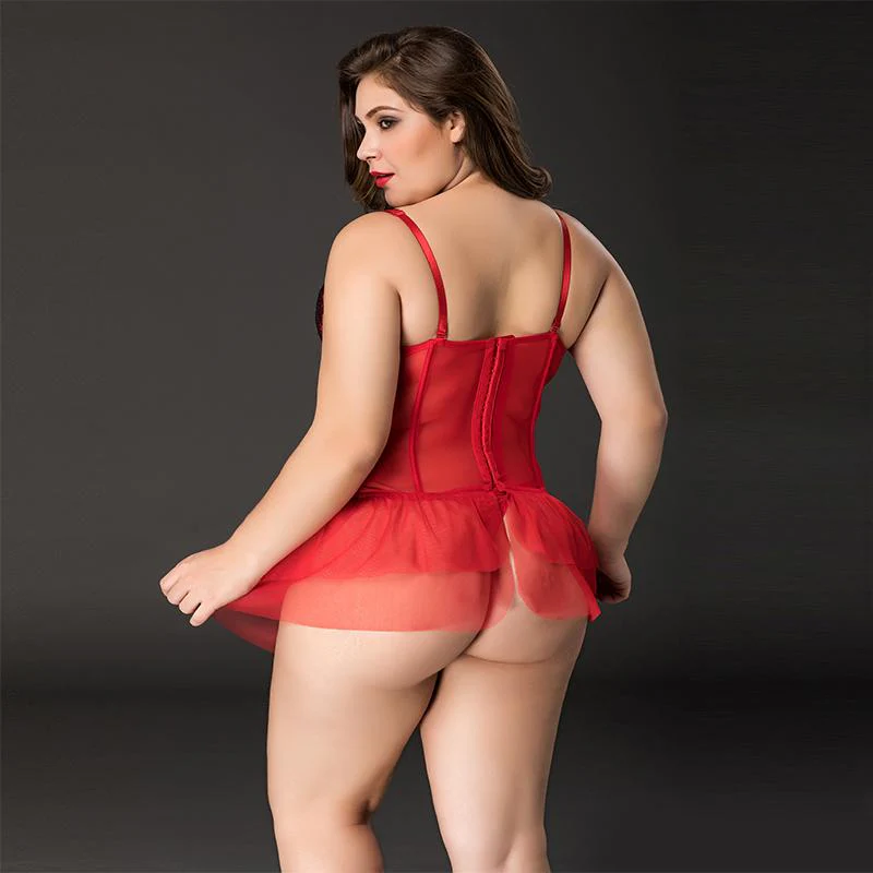 Red Skirted Corset - Queen Size - Image 3
