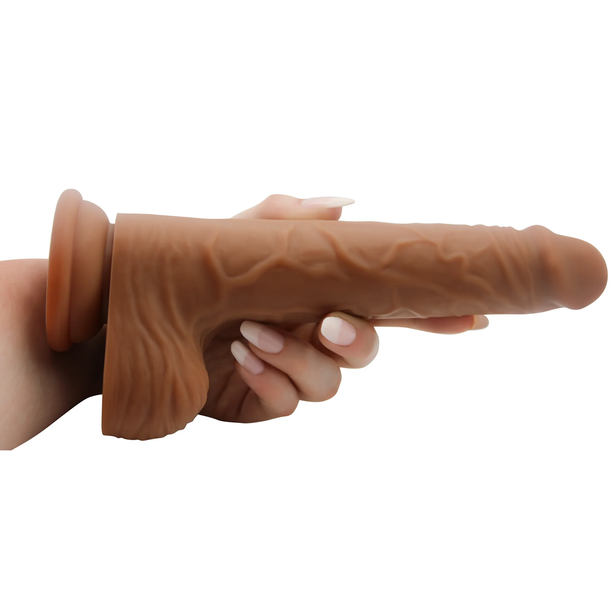 Realistic 8 Inch Ultra Veined Silicone Dildo With Balls - Image 4