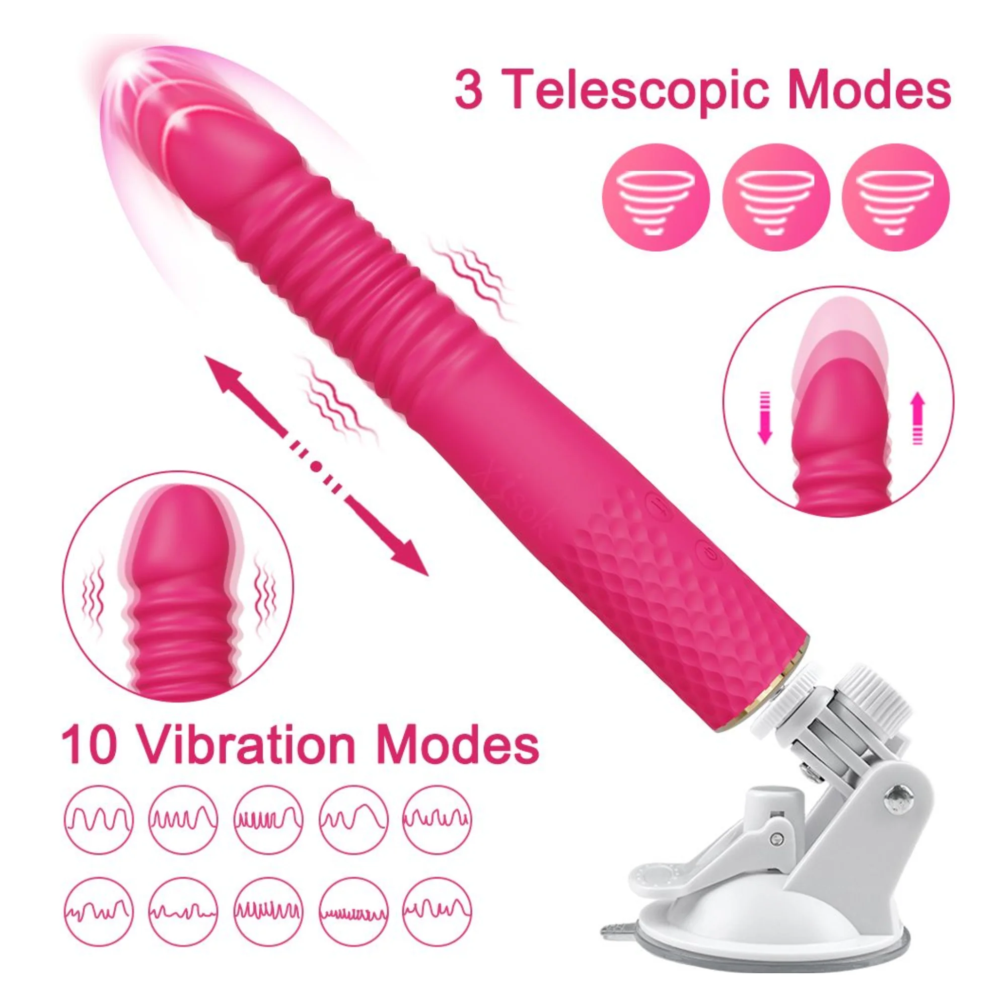 Thrusting and Vibrating Suction Cup Dildo - Easy, Deep, Hands-free O's! - Image 5