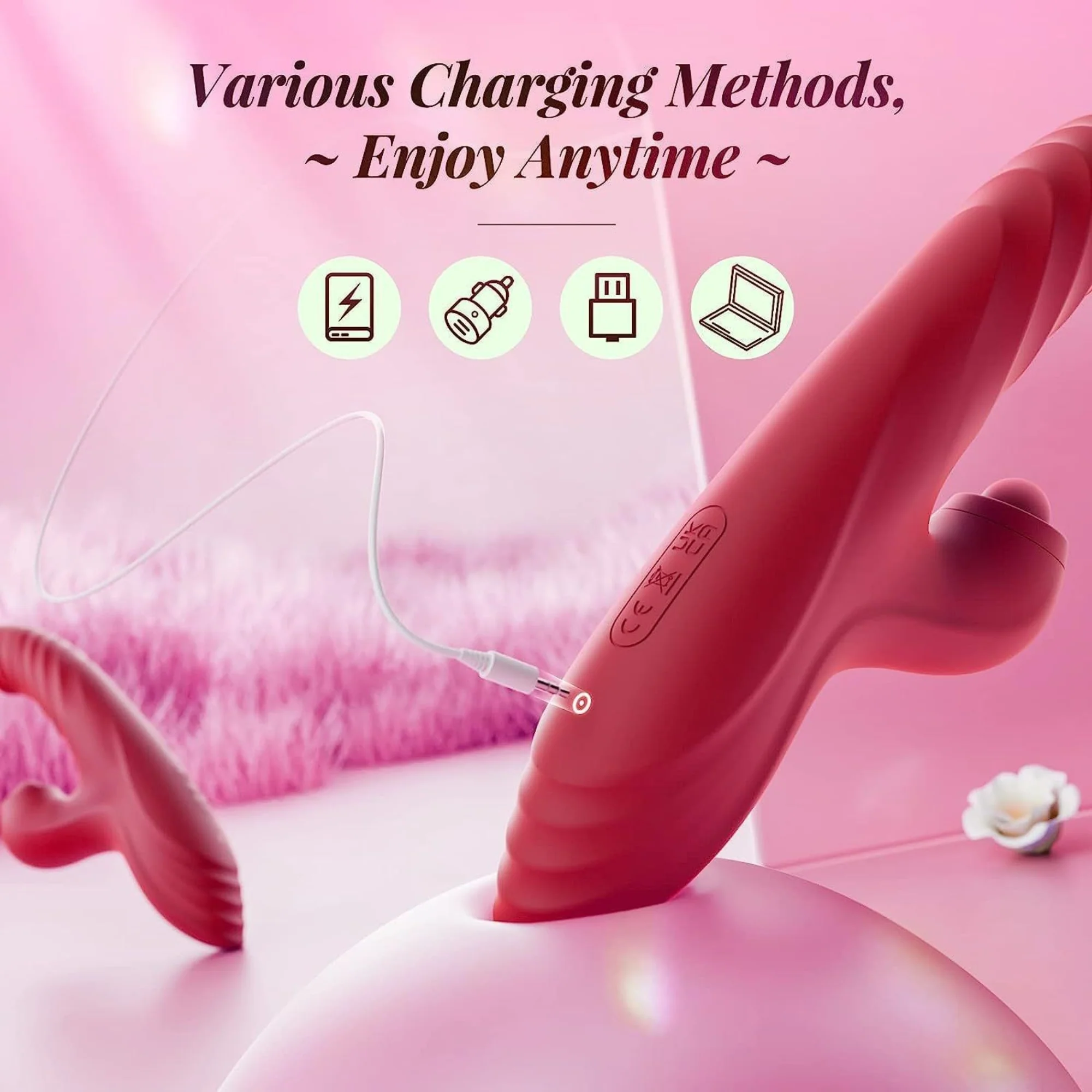 Thrusting Ribbed Rabbit Vibe with Clitoral Nub - Image 13