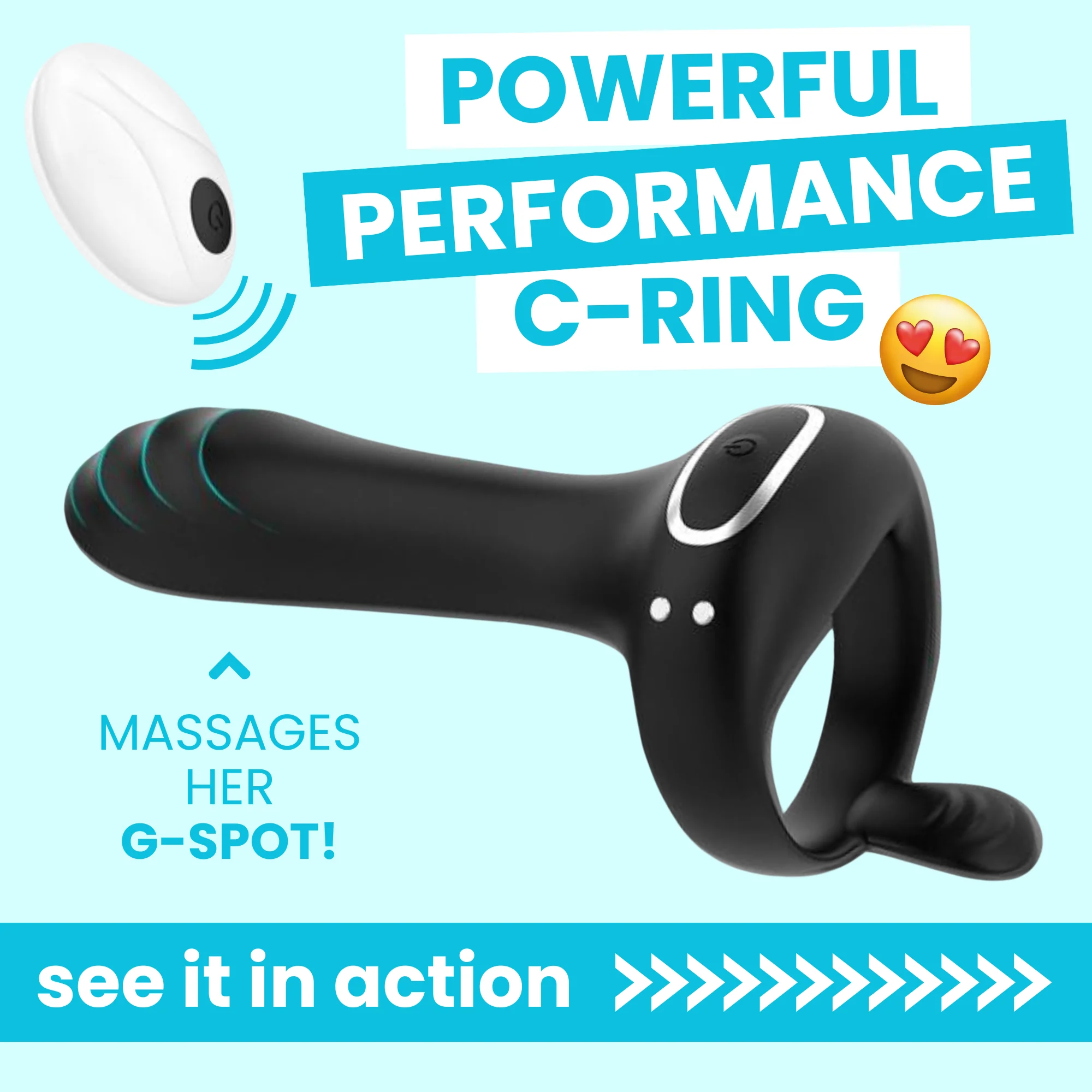 FLIRT Vibrating Silicone C-ring with G-Spot Stimulator & Ball Tickler